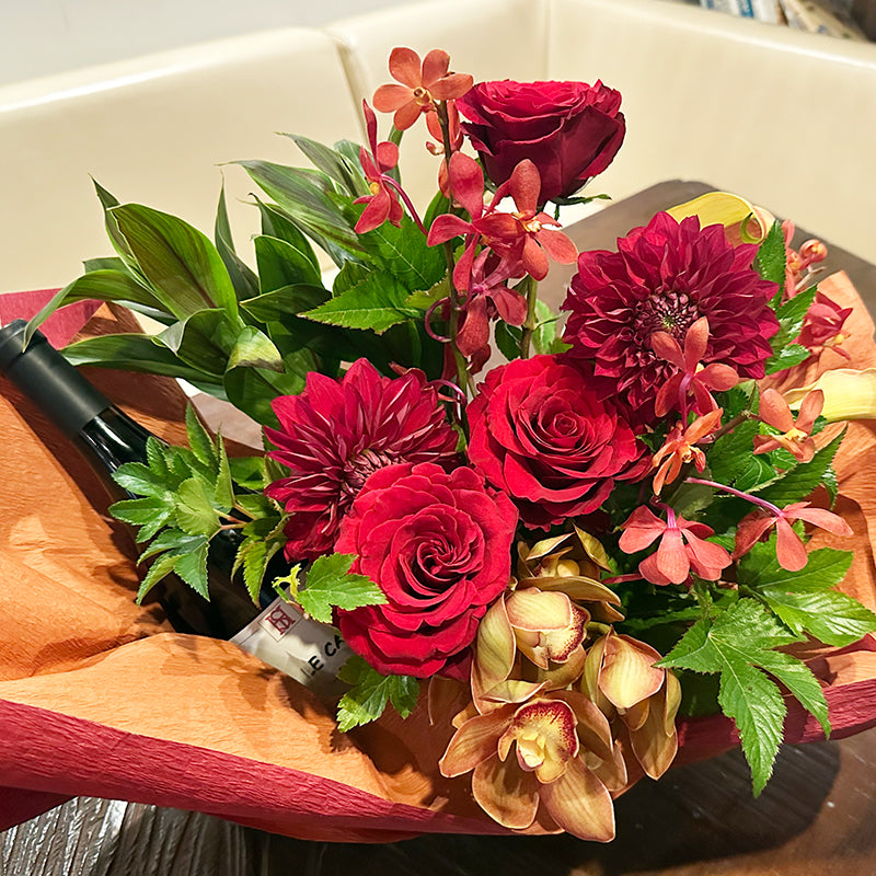 ボルドーワイン　花ギフト